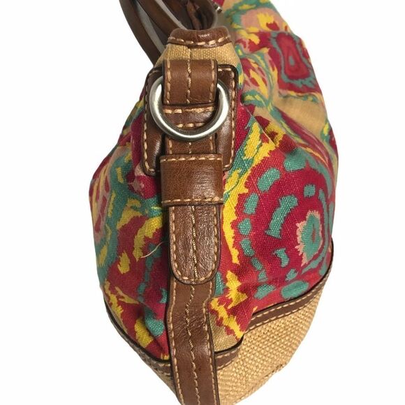 Vintage  Floral Canvas and woven Fossil bag - Picture 4 of 7